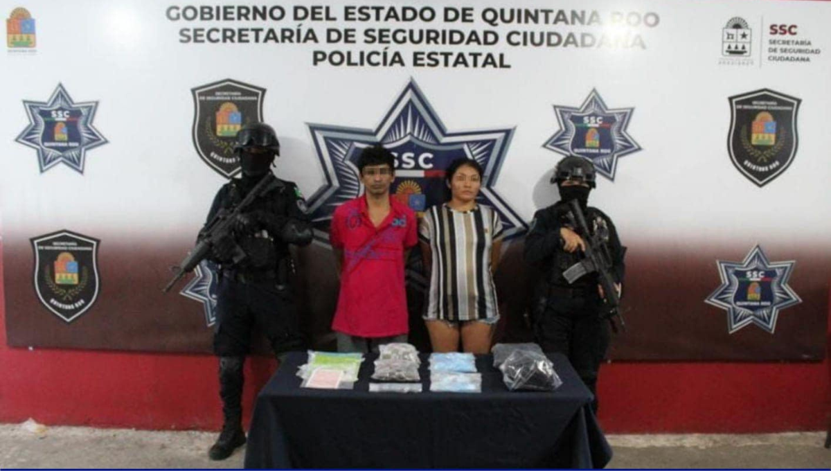 Detienen a una pareja con 298 dosis de droga en la Región 251 en Cancún