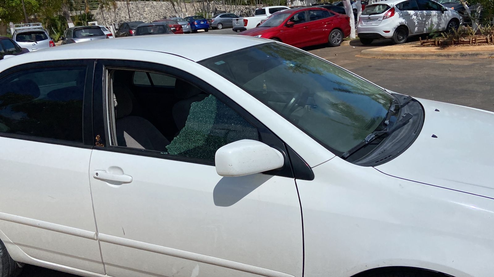 Sólo el cristal de la ventana del auto fue roto, sin registrar robo de alguna pertenencia