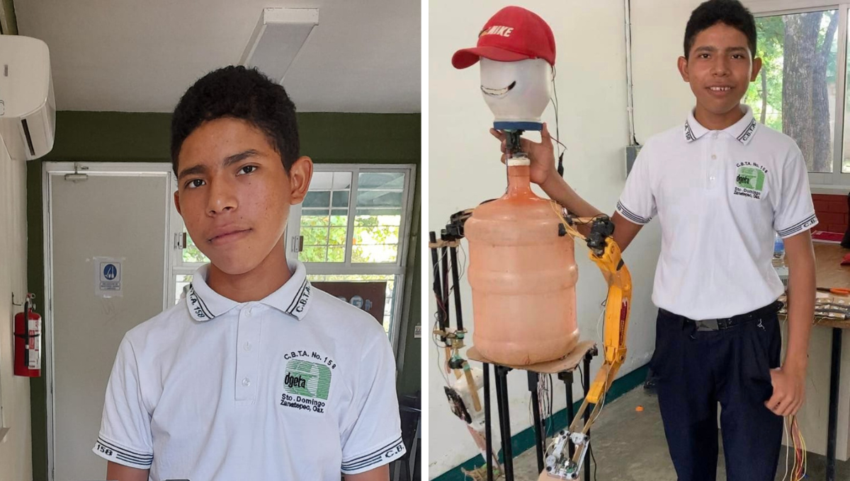 Joven de Oaxaca gana concurso con robot creado con material reciclado