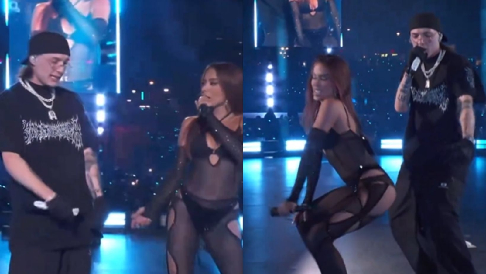 Anitta incomoda a Peso Pluma con baile sensual en concierto: VIDEO