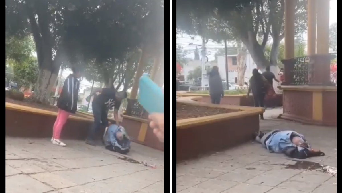 Hombre da brutal golpiza a un abuelito en un parque de Querétaro: VIDEO