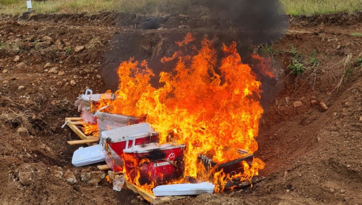 La incineración se realizó en presencia del Ministerio Público