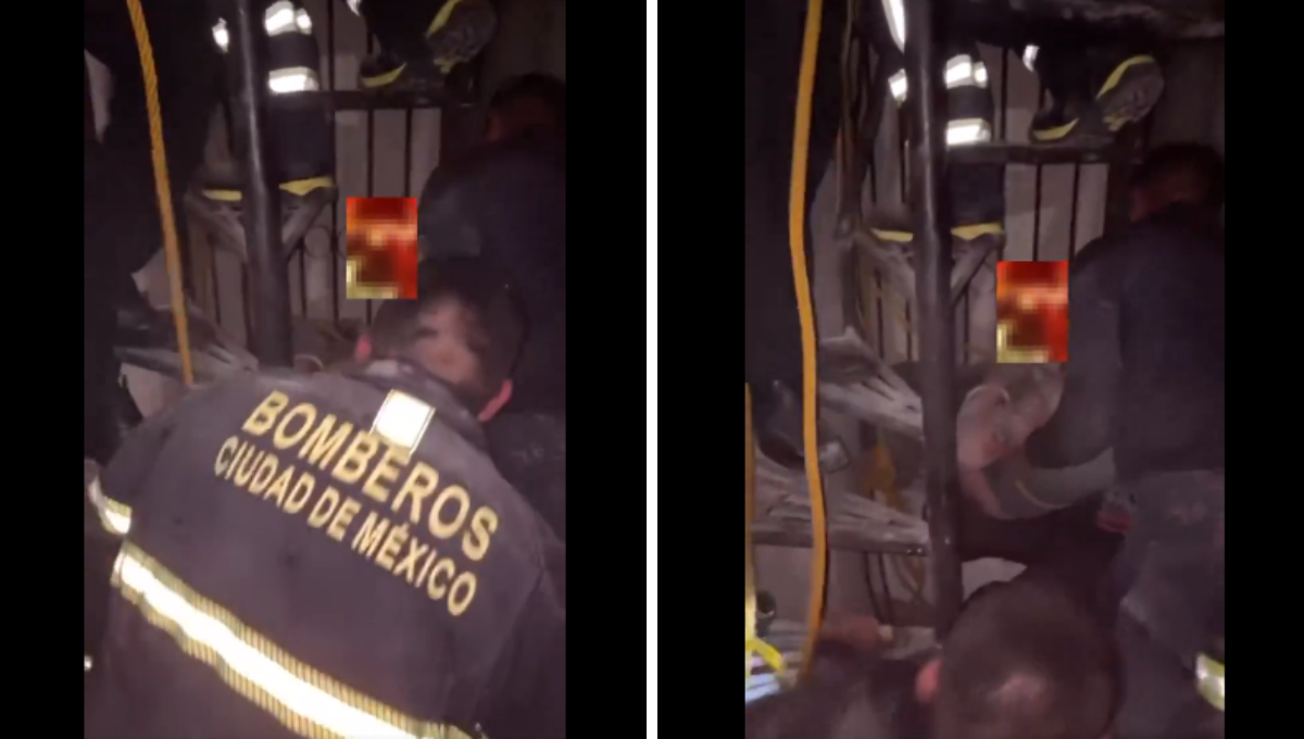 Bomberos rescatan a un hombre atrapado entre dos muros en la CDMX: VIDEO