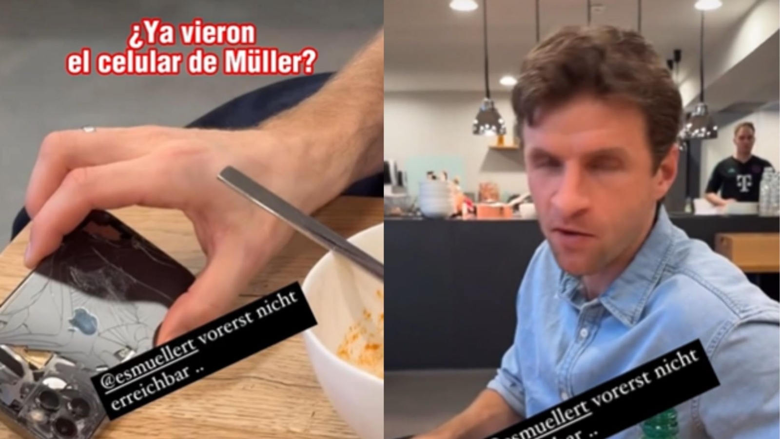 Celular de Thomas Müller, estrella del Bayern Múnich, 'pide ayuda'... ¡Está destruido!