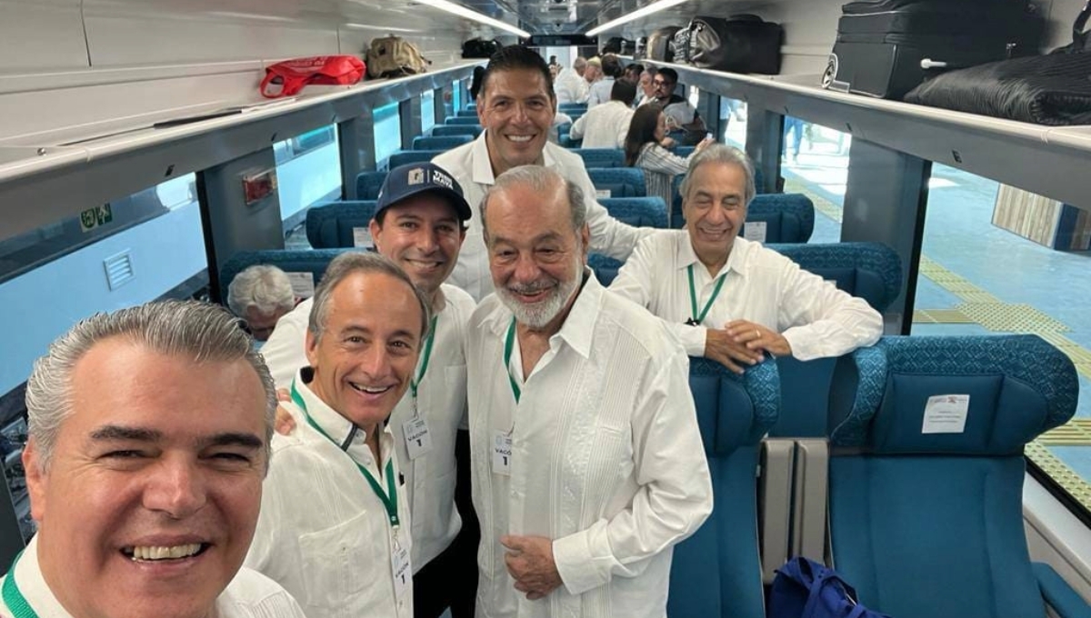 Mauricio Vila comparte foto con empresarios de México durante el trayecto del Tren Maya