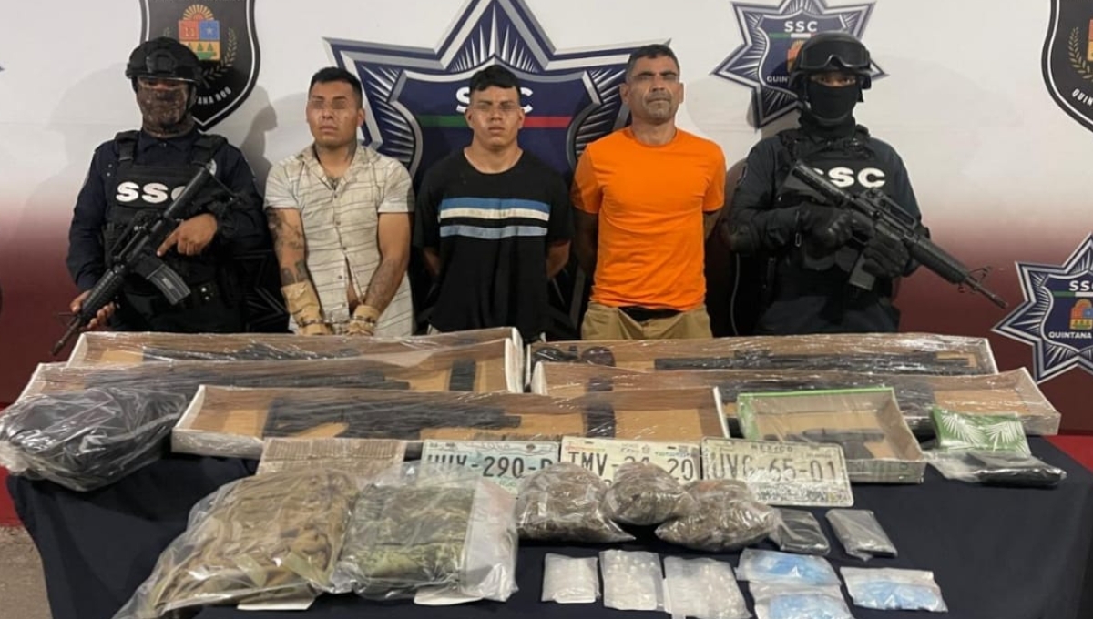 Los tres hombres fueron detenidos y les aseguraron drogas y armas de fuego