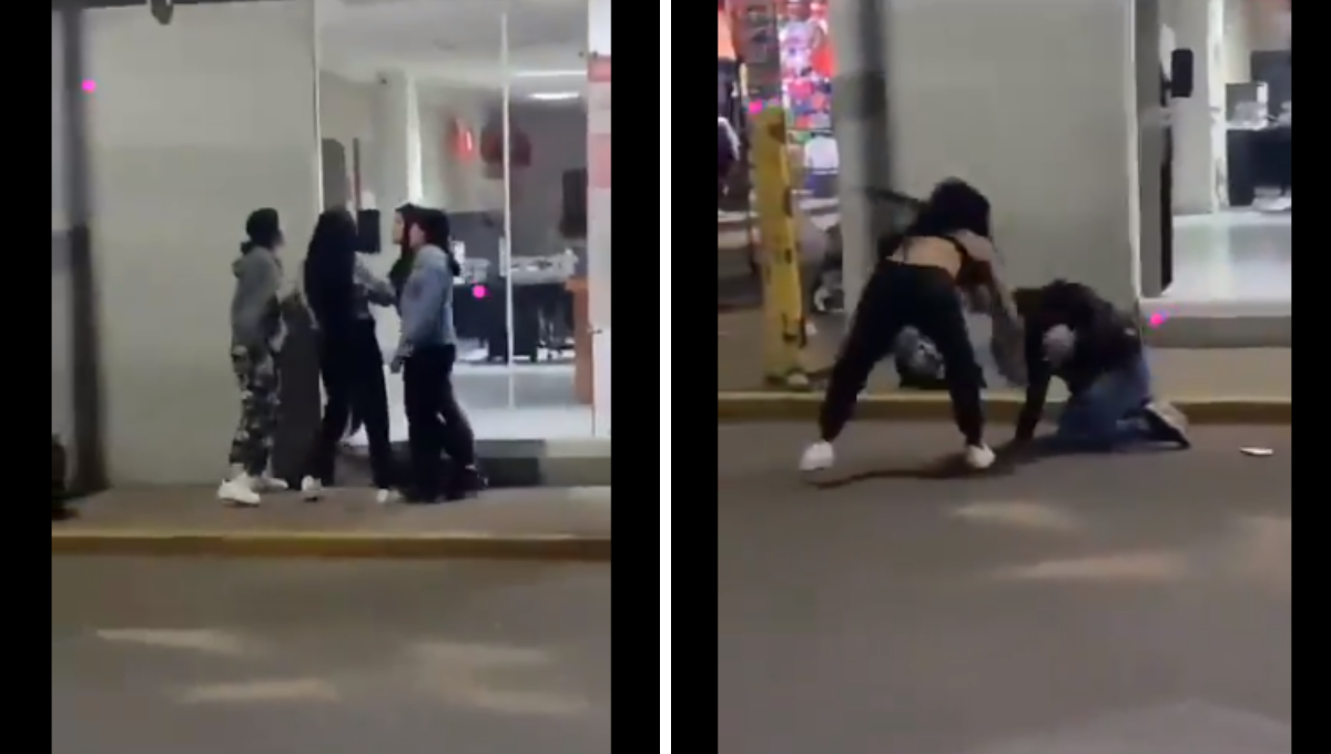 ¡De las greñas! Cuatro mujeres se pelean en plena calle en Aguascalientes: VIDEO