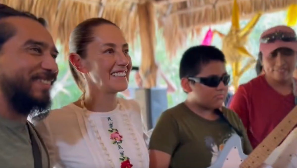 Con reggae maya, así recibieron a Claudia Sheinbaum en Bécal, Campeche: VIDEO