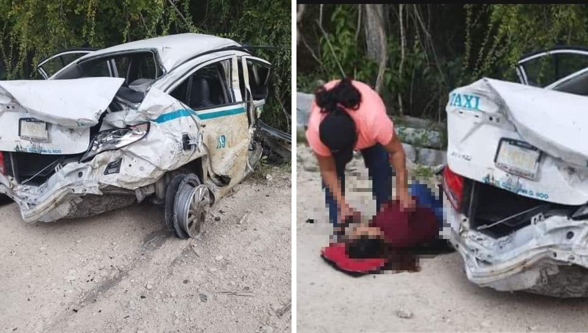 Taxi de Playa del Carmen choca contra un tráiler en Calakmul; hay una mujer lesionada