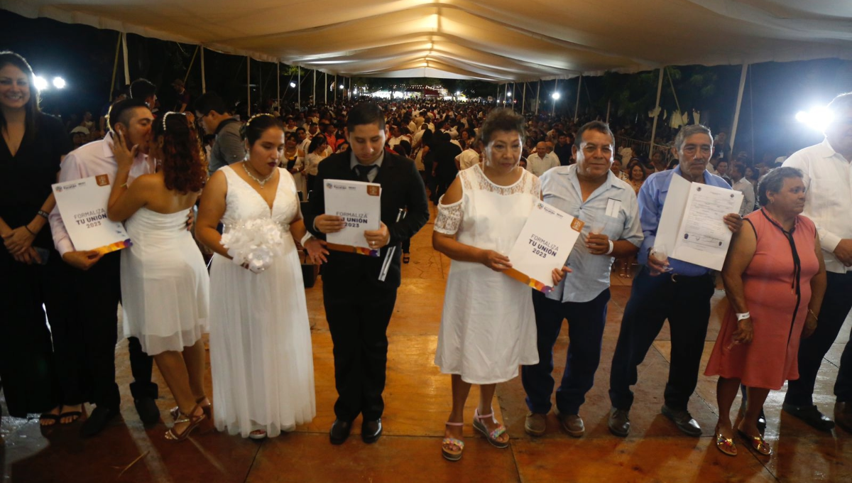Así se vivió la boda colectiva en la Feria Yucatán Xmatkuil 2023: FOTOS