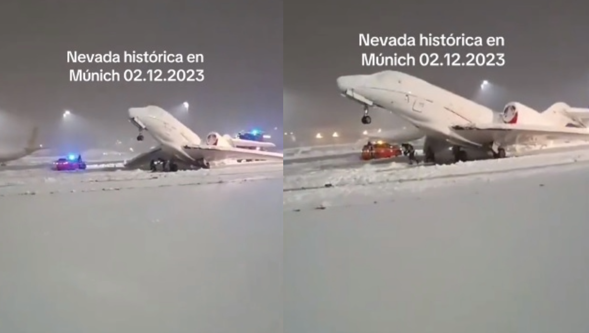 ¡Impactante! Avión se congela en plena pista de aterrizaje en Alemania