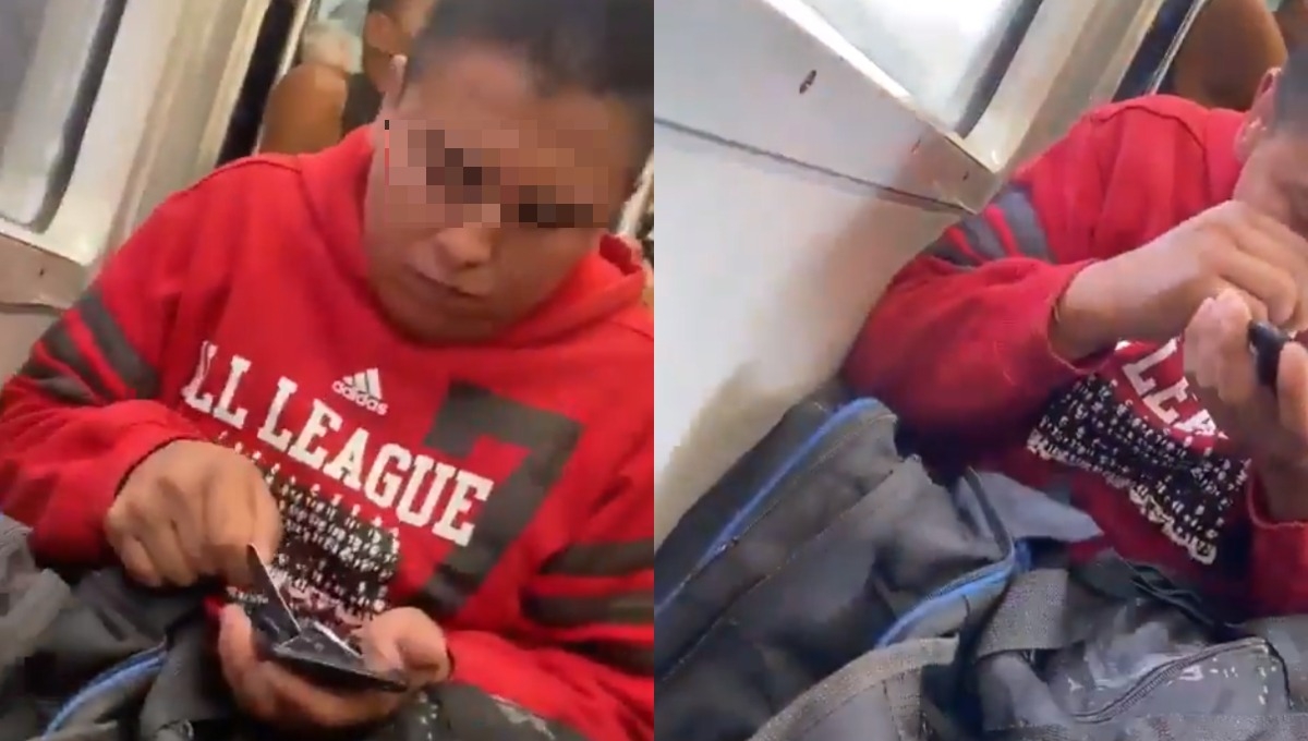 Captan a un hombre inhalando presunta droga en el Metro de la CDMX: VIDEO
