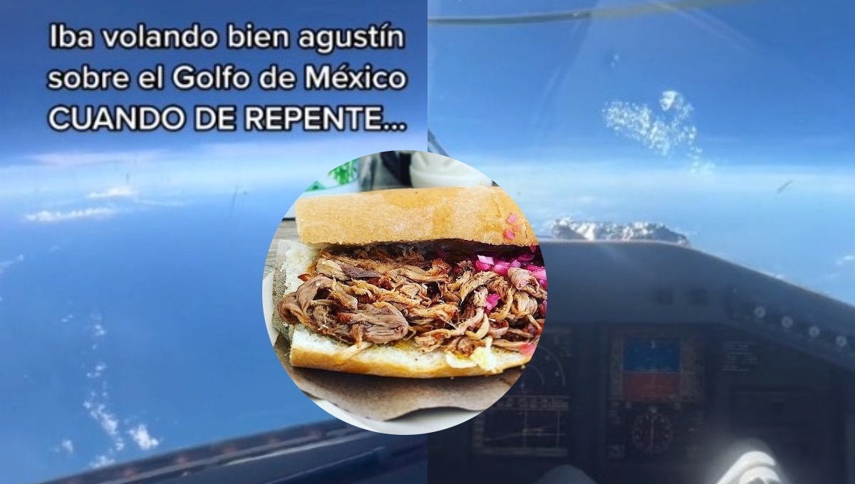 Piloto de Aeroméxico presume torta de cochinita de Campeche desde las alturas: VIDEO