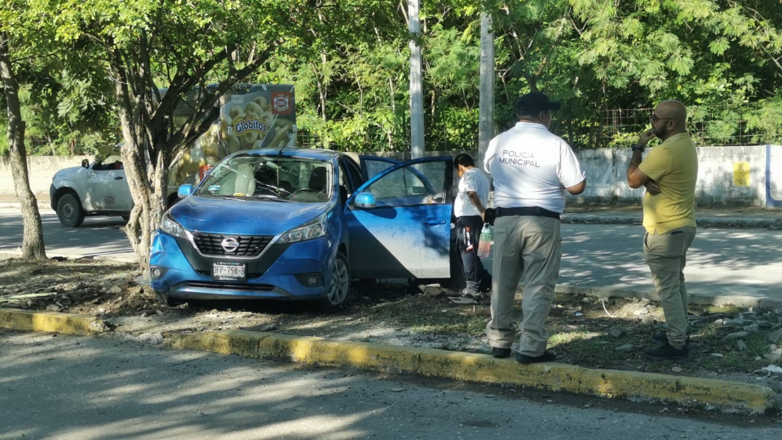Conductora estrella su auto contra un árbol en Ciudad del Carmen; hay un niño herido