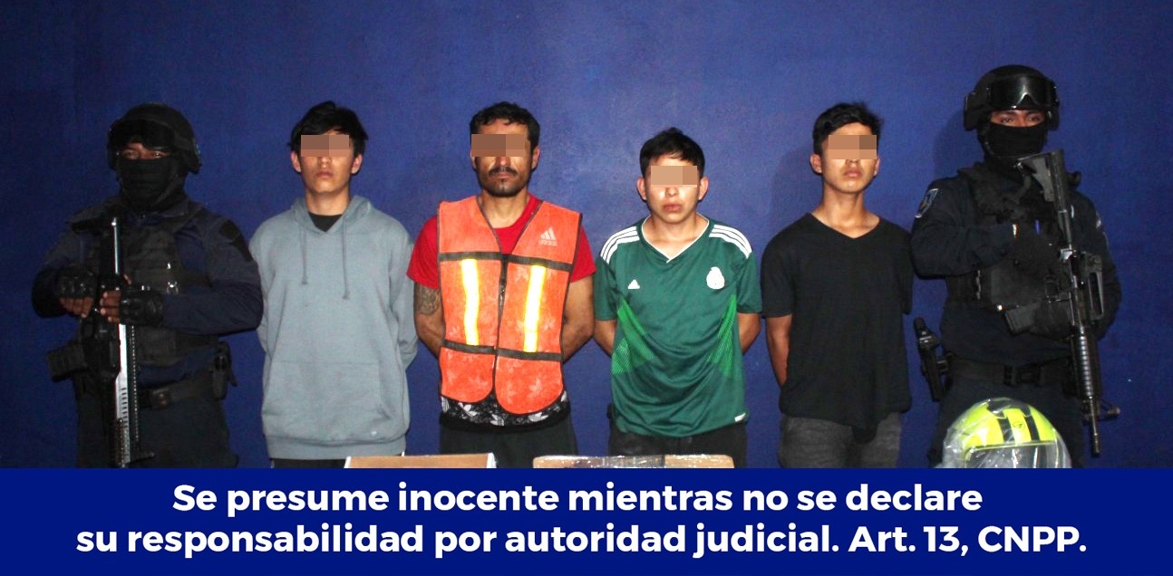 Detienen a cuatro hombres con posesión de armas de fuego y drogas en Cancún