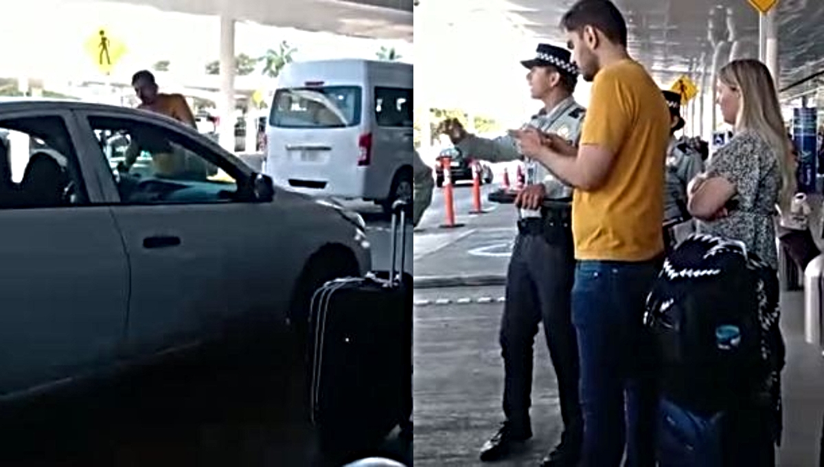 Turista causa alboroto en el aeropuerto de Mérida; Uber se negó a darle servicio