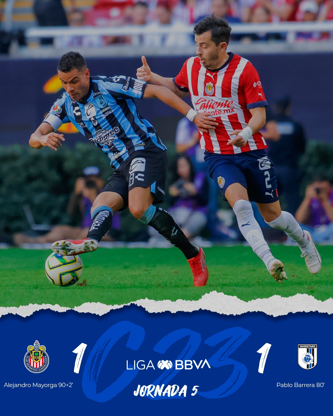 Chivas rescata un empate de último minuto contra Querétaro para no perder en casa