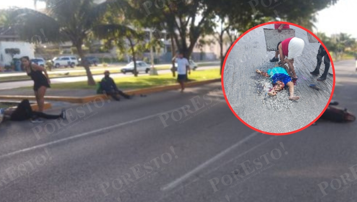 Volquete le pasa encima a una mujer en la avenida Bonampak en Cancún