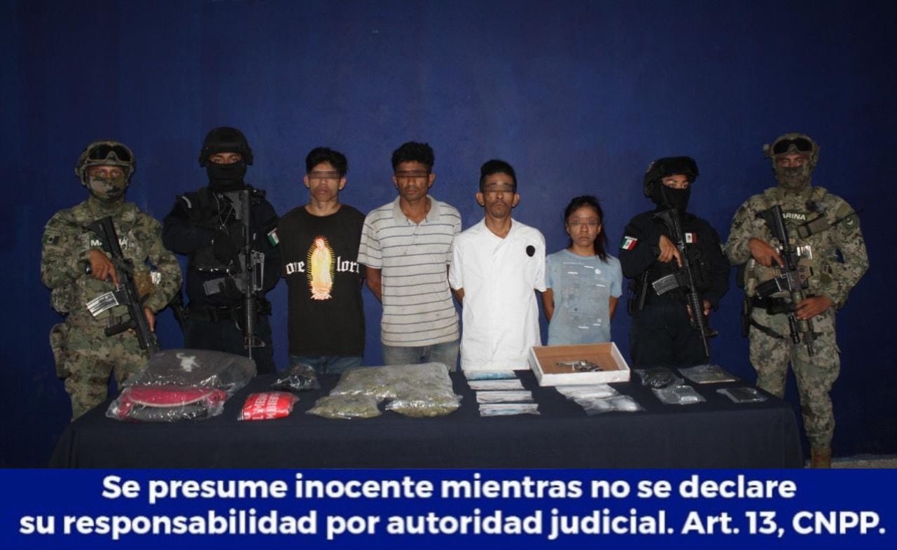 Arrestan a cuatro personas e incautan drogas en Cancún