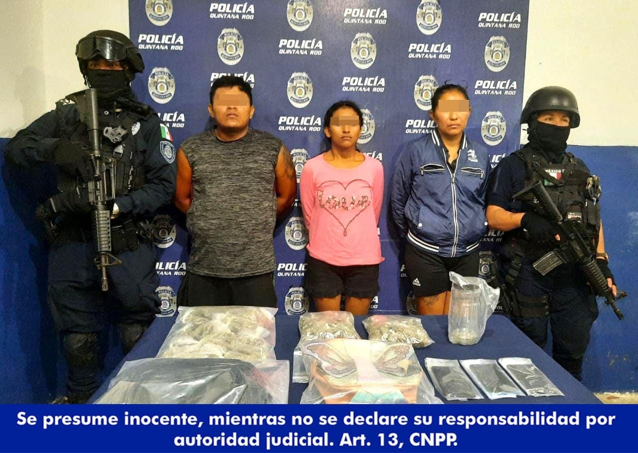 Arrestan a tres narcomenudistas en Chetumal; aseguran 102 dosis de drogas