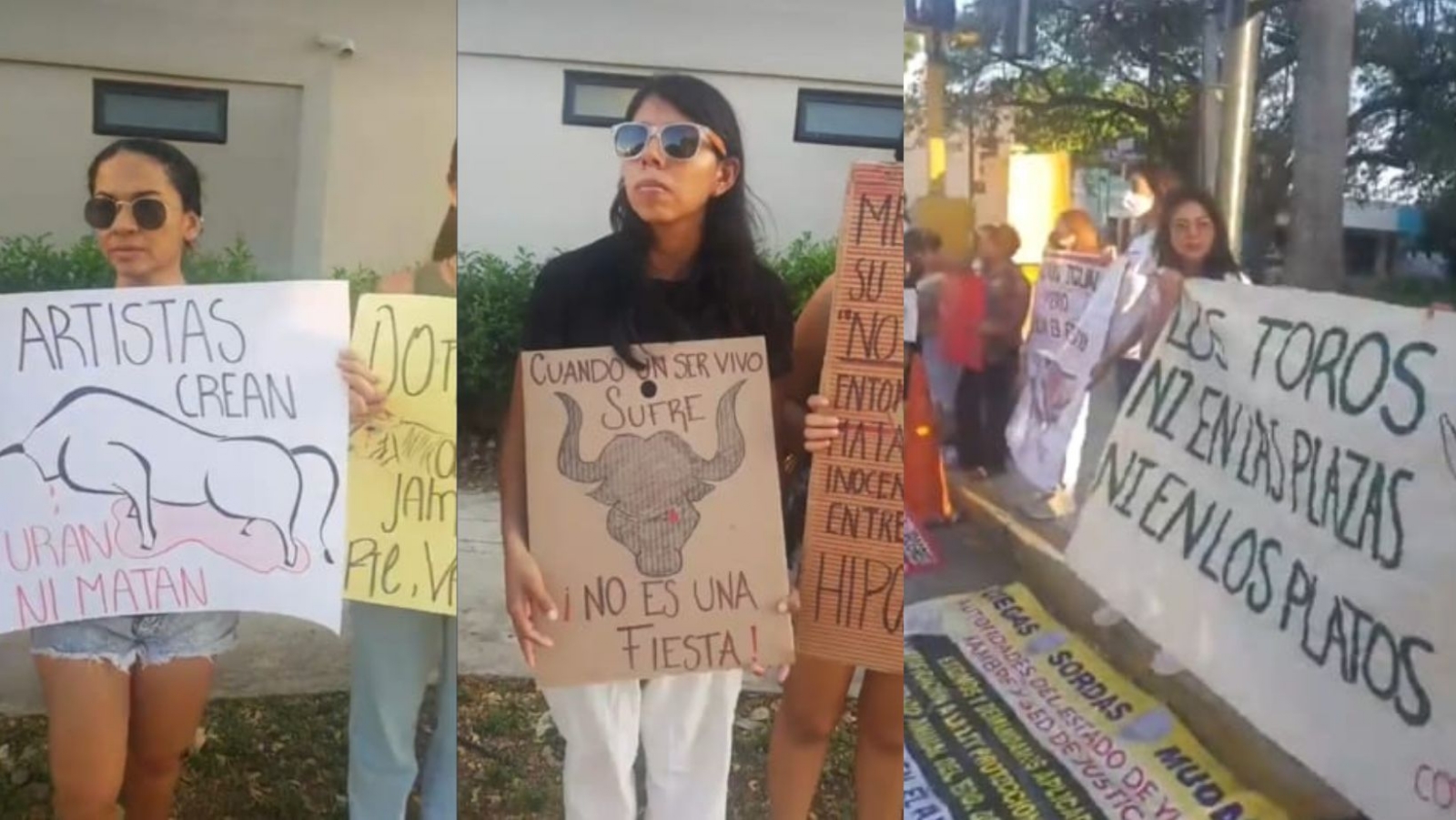 Activistas protestan frente a la Plaza de Toros de Mérida en contra del maltrato animal: EN VIVO