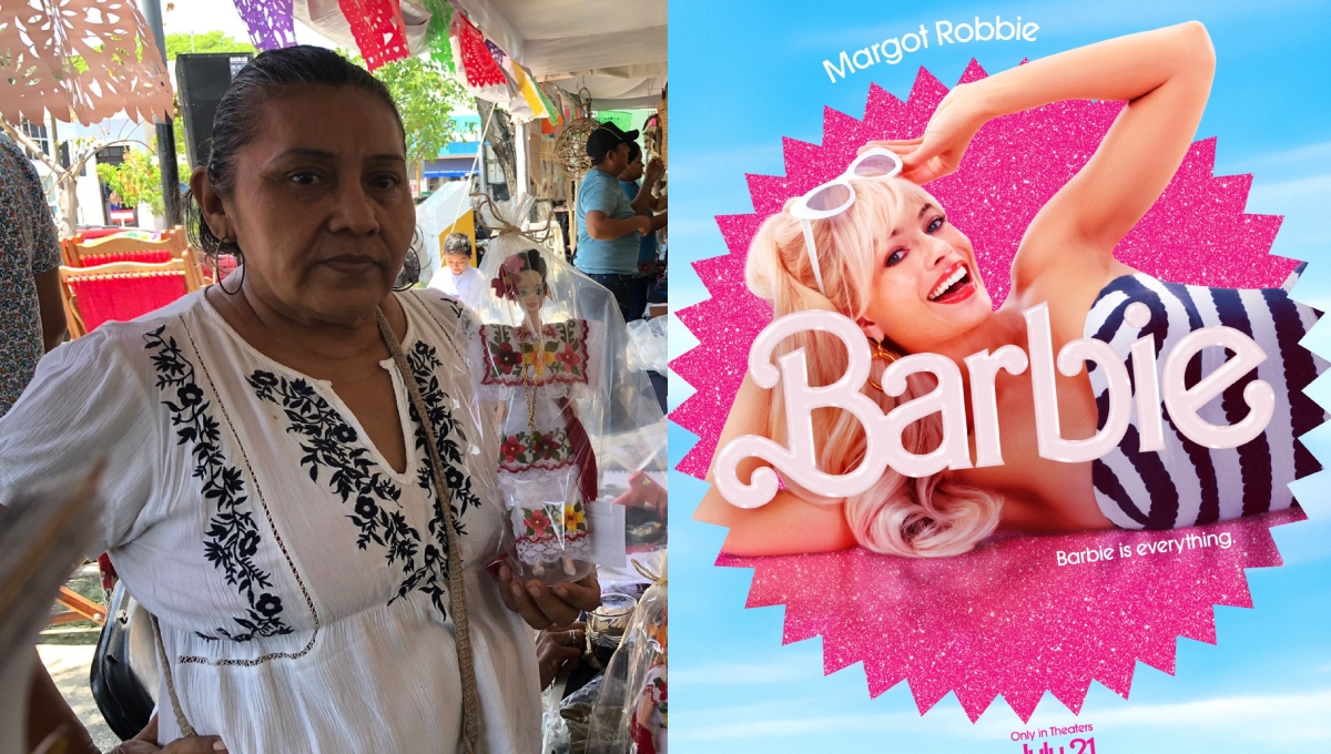 Artesanos venden 'Barbies yucatecas' durante una exposición en Mérida