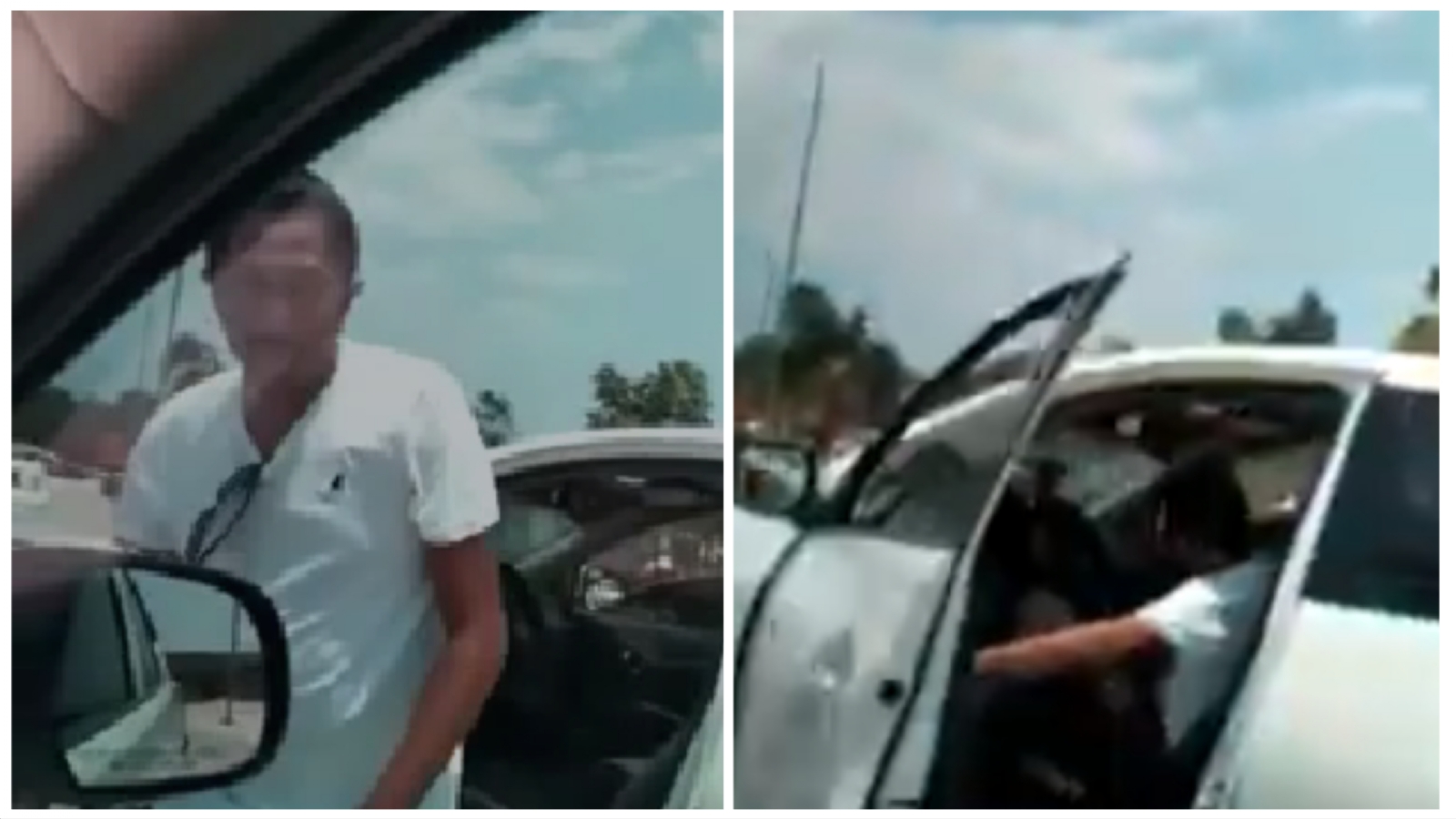 Los videos se aprecia el momento en que el hombre violenta verbalmente al conductor,