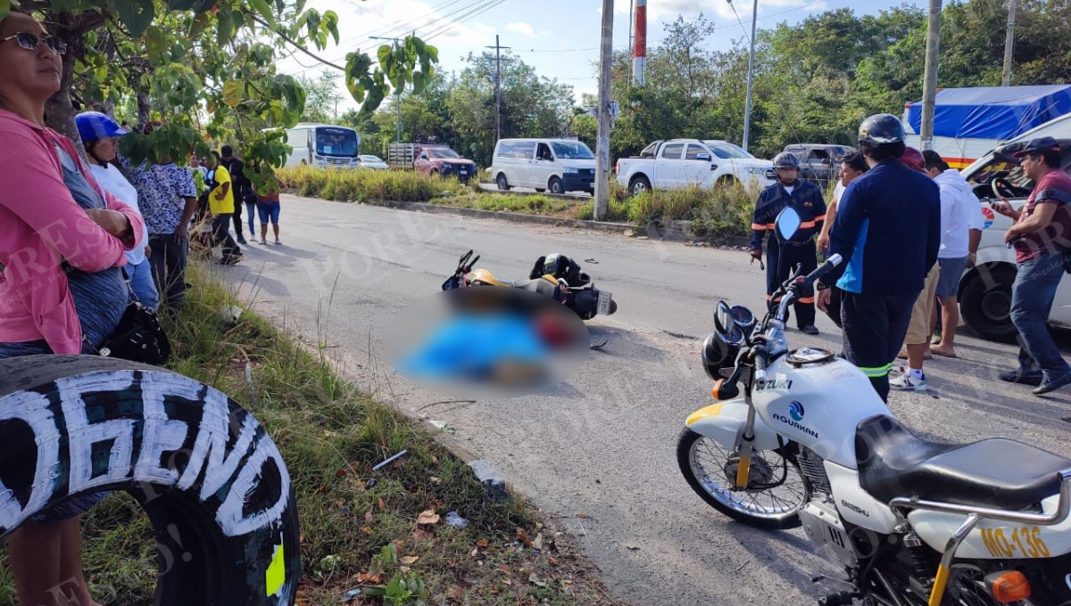 Motociclista muere tras chocar contra una combi en Cancún