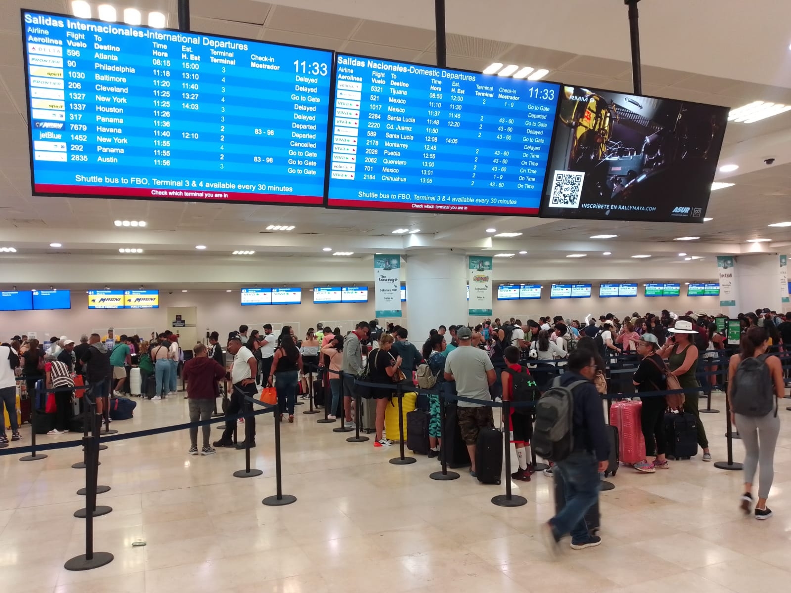 El Aeropuerto Internacional de Cancún reportó este miércoles 528 operaciones aéreas