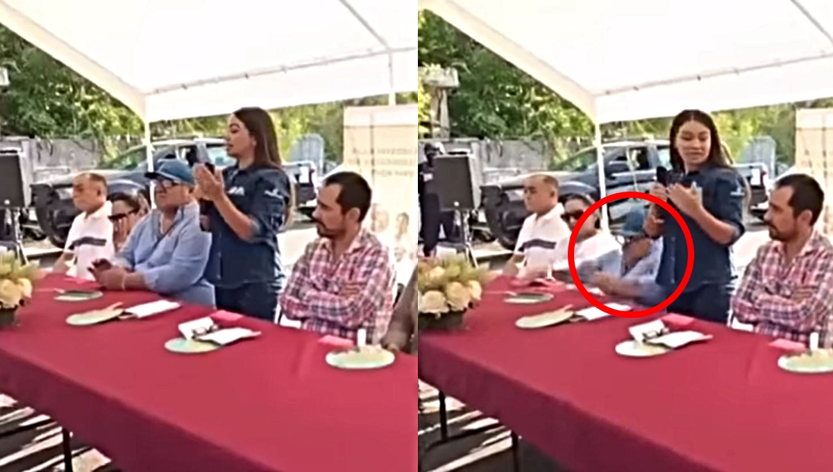 Alcalde de Tixkokob se cae durante un evento público: VIDEO