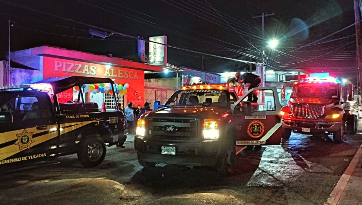 Empleado de una pizzería tropieza con tanques de gas y causa un incendio en Tizimín