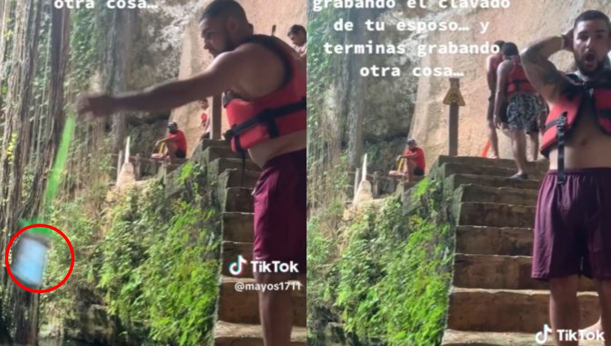 El turista se percató muy tarde de que su celular se hundió en el cenote Zací