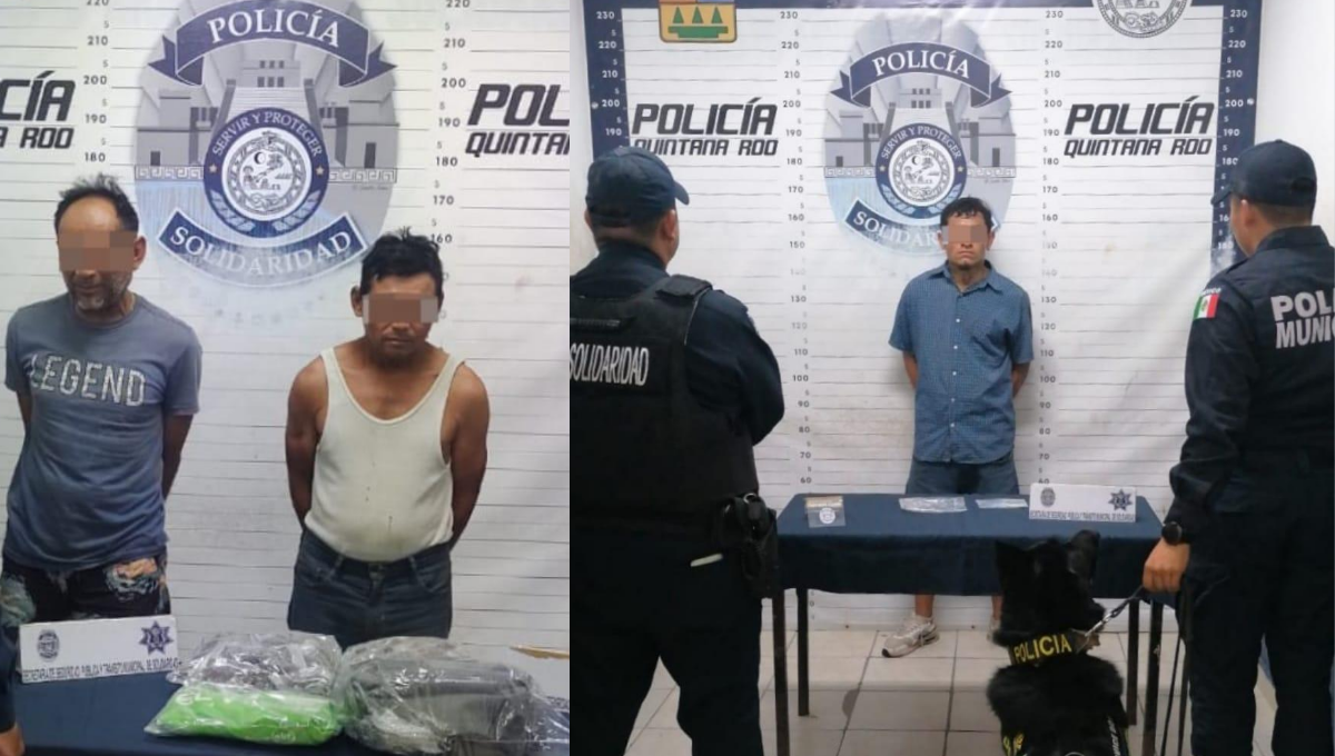 Detienen a tres presuntos narcomenudistas en Playa del Carmen con 90 dosis de drogas