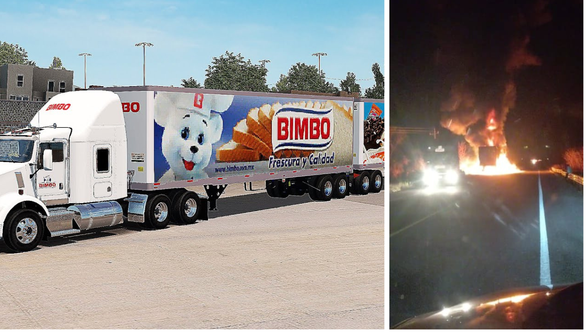Se incendia tráiler de Bimbo en la carretera Escárcega-Champotón