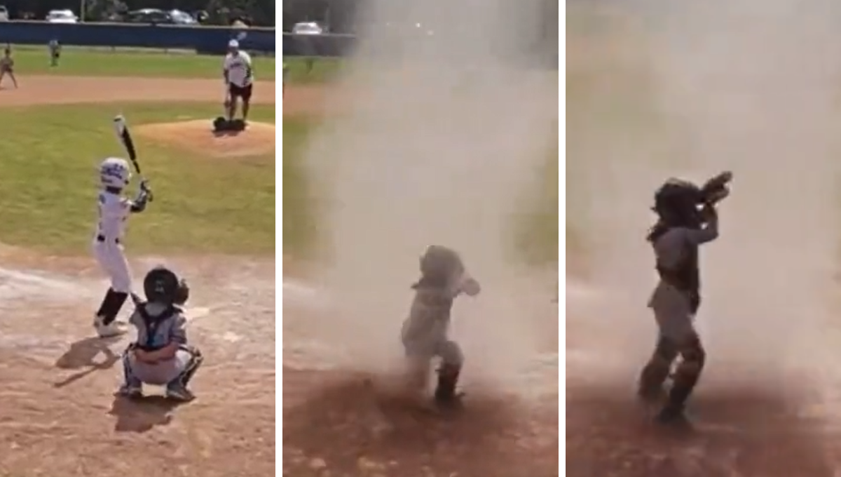 Remolino de polvo atrapa a un niño durante un juego de beisbol en EU