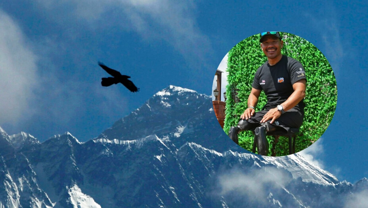 Soldado amputado de las dos piernas conquista la cima de la montaña Everest