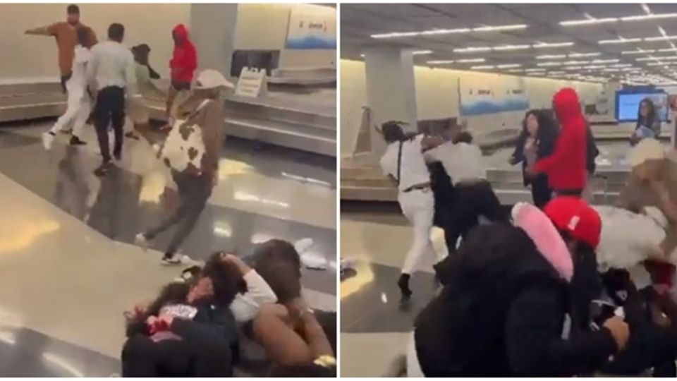 Se arma pelea campal en el aeropuerto de Chicago; ¡todos contra todos!:  VIDEO