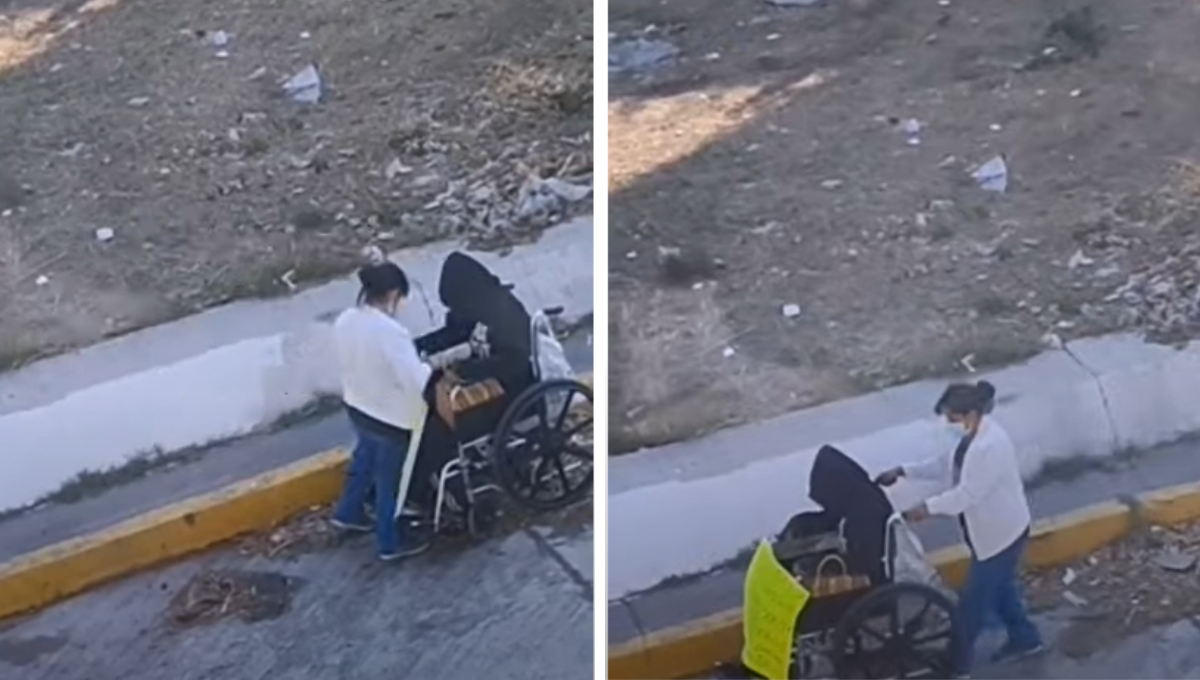 Captan a pareja que finge estar en silla de ruedas para pedir limosna en Puebla