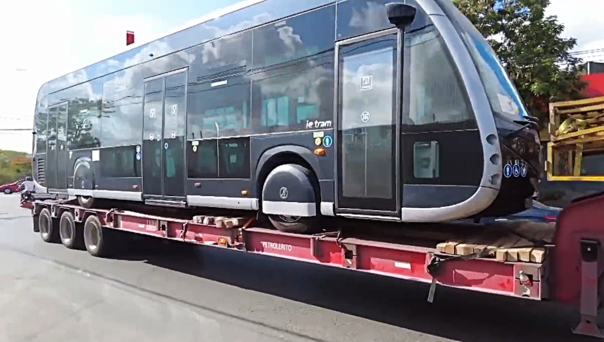 Así fue la llegada del IE-TRAM, el nuevo transporte eléctrico de Yucatán: VIDEO