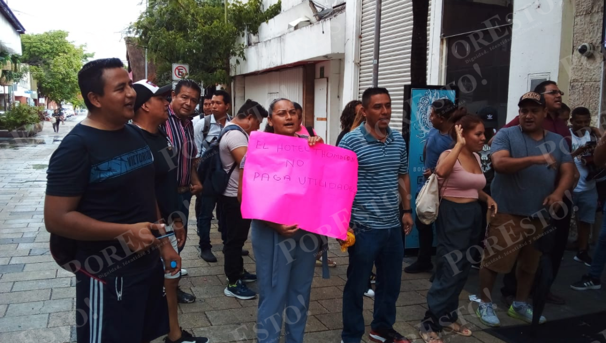 Trabajadores del Hotel Thompson Playa del Carmen se manifiestan; exigen pago de utilidades