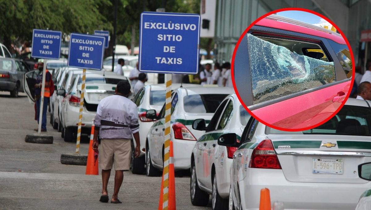 Taxista de Cancún confunde a conductor con socio Uber y le rompe el vidrio del carro
