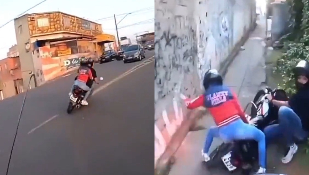 Captan persecución policíaca de 5 minutos en moto en las calles de Brasil