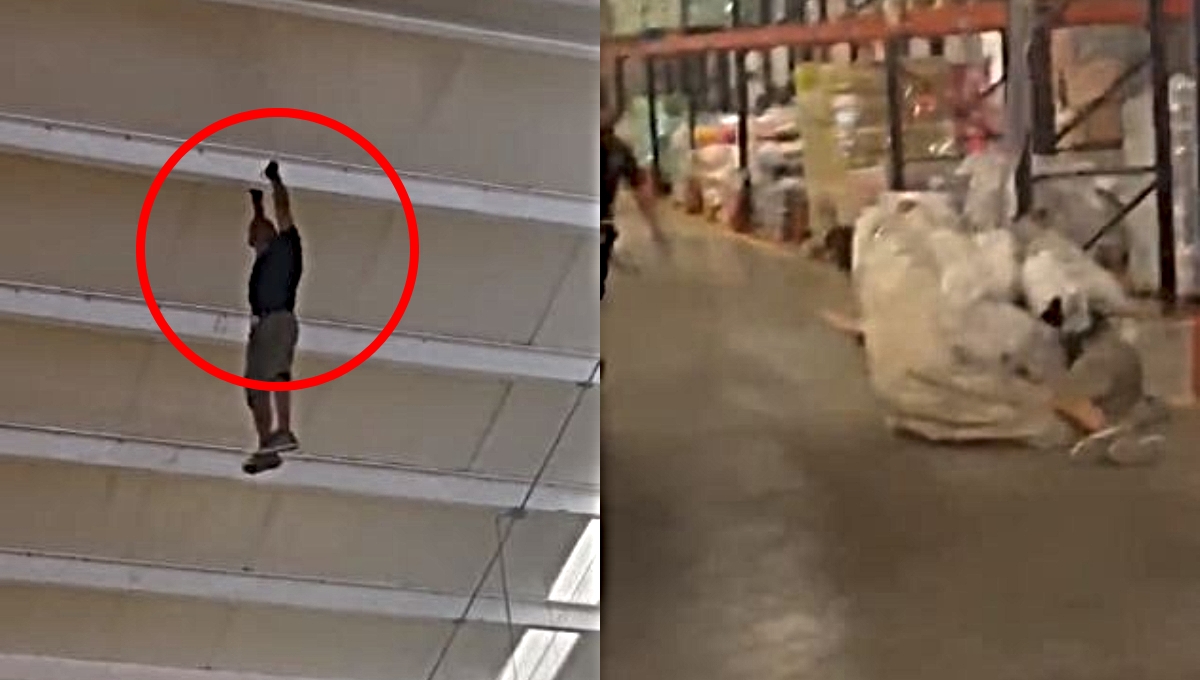 Inmigrante escala al techo de una empresa y cae de seis metros en Nuevo León: VIDEO