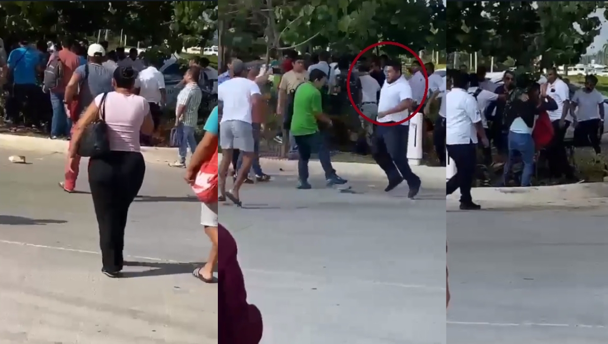 Taxistas agarran a golpes a socio Uber en Cancún... ¡otra vez!: VIDEO