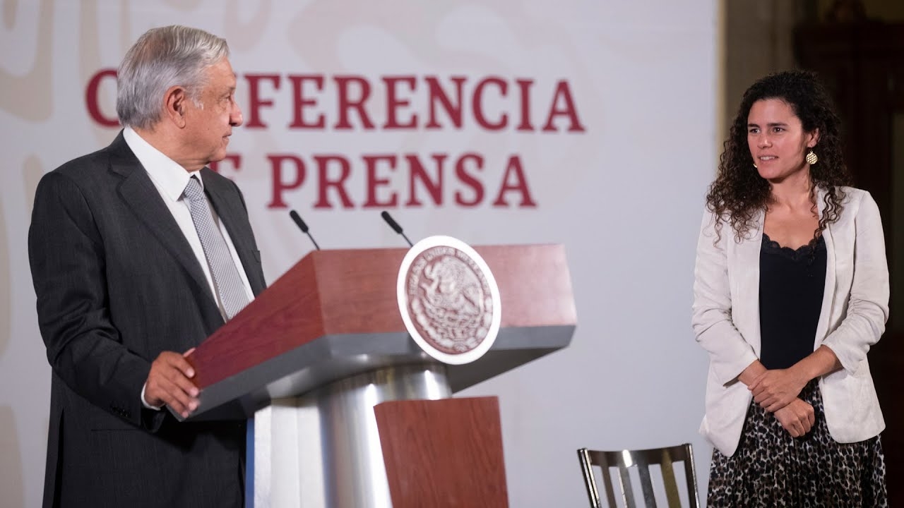 Presidente AMLO y Luisa María Alcalde en conferencia de prensa