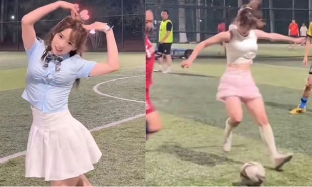 Futbolista coreana se hace viral por jugar con falda: VIDEO