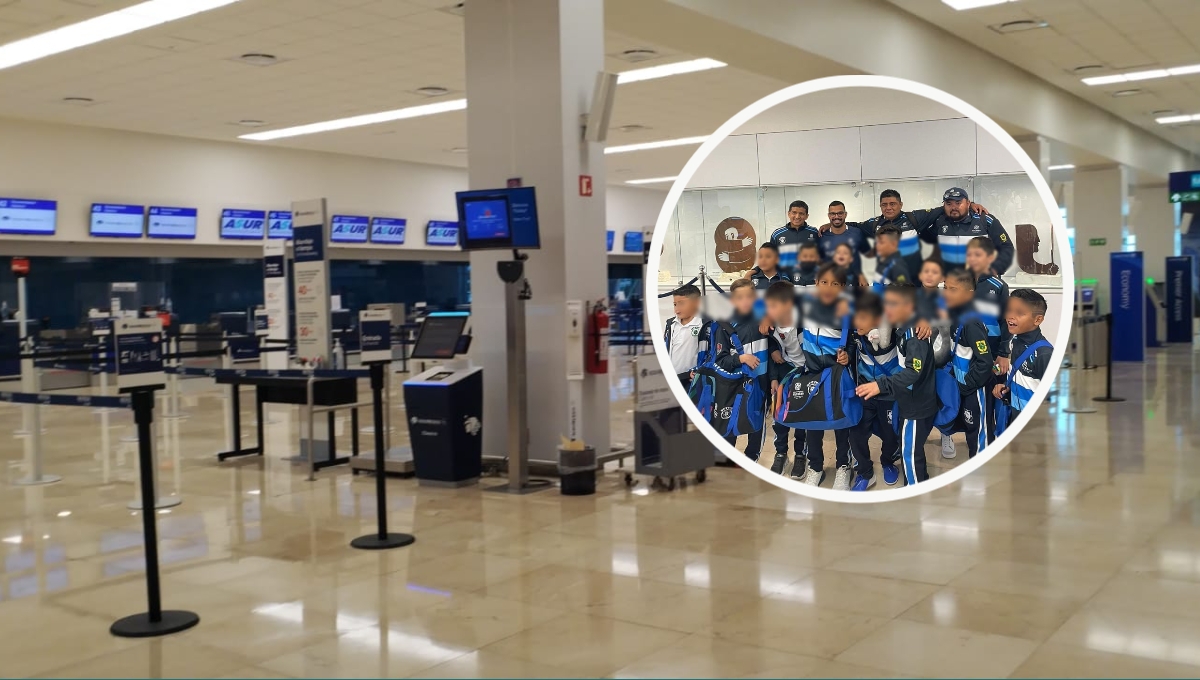 Niños yucatecos viajan a torneo de futbol en Tamaulipas desde el aeropuerto de Mérida