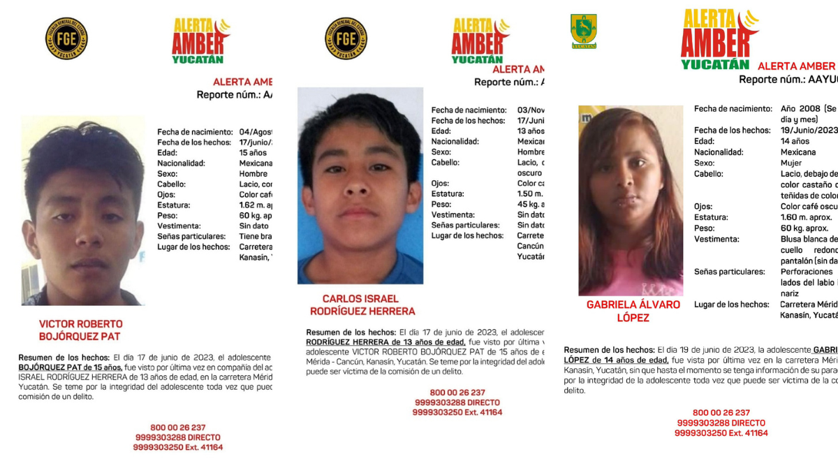 Alerta Amber en Yucatán: Van 74 casos de niños y adolescentes desaparecidos en 2023