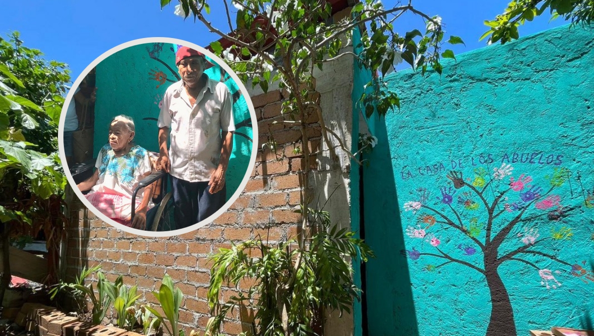 Abuelitos de Cozumel en situación vulnerable estrenan casa hecha de sargablock