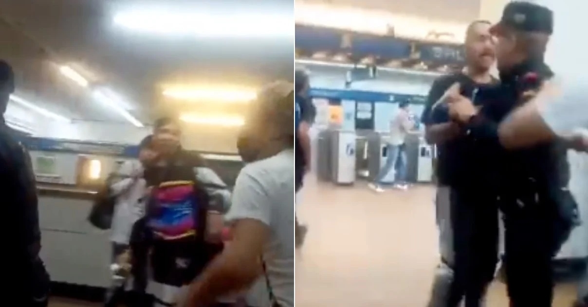 Vagoneros del Metro CDMX pelean en la estación Panteones, uno de ellos porta arma blanca: VIDEO